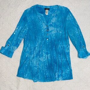 Bright Turquoise Button-Front Tunic